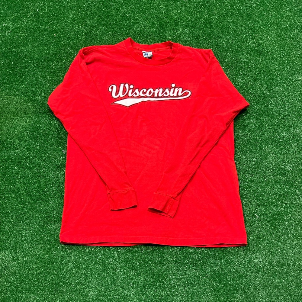 Vintage Wisconsin Badgers Long Sleeve Red T Shirt